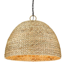 Golden 1081-8P BLK-WSG - Golden Lighting Rue 8-light Chandelier in Matte Black and Woven Sweet Grass shade